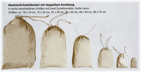 Turnbeutel aus baumwolle in verschiedenen Gren