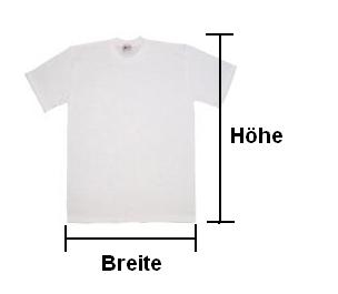 Abmessungen Grentabelle Kinder-T-shirts weiss und Farbe