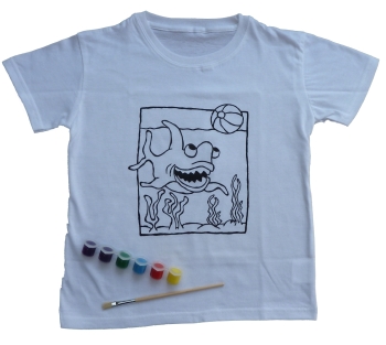T-Shirt mit Ausmalmotiv für Stoffmalfarben