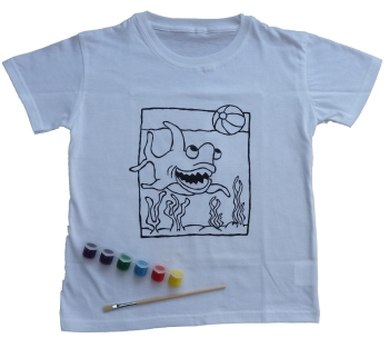 T-Shirt mit Ausmalmotiv fr Stoffmalfarben