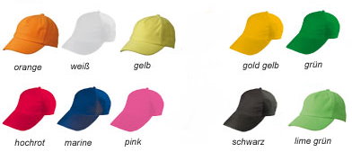 farbige Kindercaps, Schildkappen fr Kindergartenalter