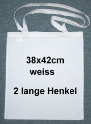 Baumwolltasche 38x42cm, weiss, 2 lange Henkel