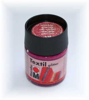 marabu textil GLITTER: 50ml Stoffmalfarbe GLITZER-ROT