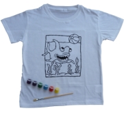 Kinder-T-shirt Set mit bedrucktem Ausmalmotiv